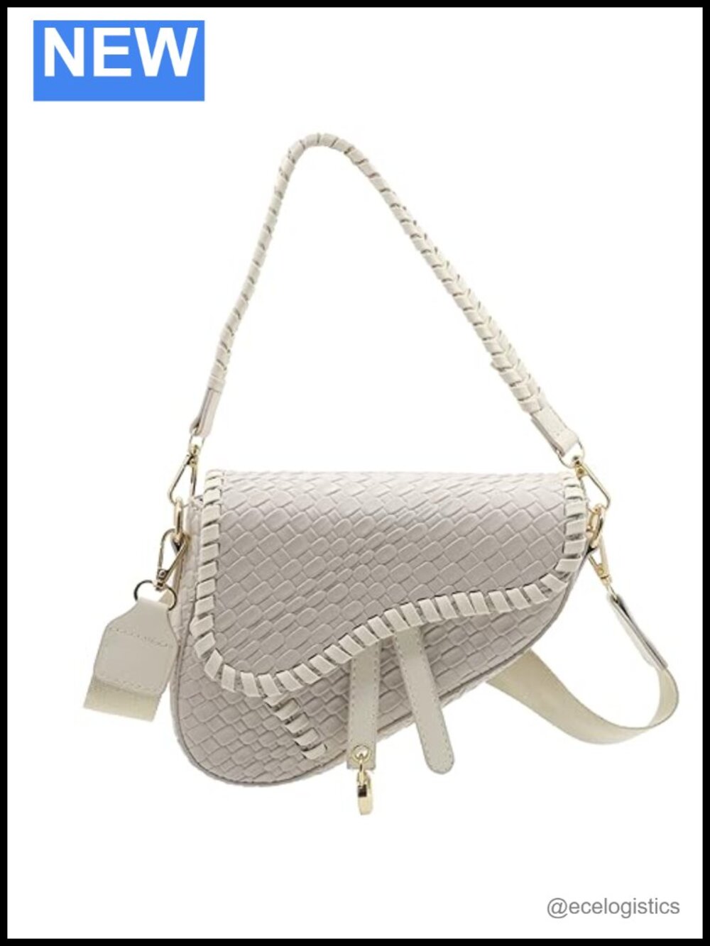 Genuine Leather Small Saddle Crossbody Purse Woven Croc Satchel Bag